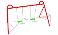 Double Flat Seat Swing Set, h 2 m, In-Ground Mount, Hot-Dip Galvanized & Painted Steel & Plastic