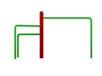 Трехрукавная перекладина для подтягивания, встраиваемая в землю.