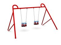 Double Flat Seat Swing Set, h 2 m, In-Ground Mount, Hot-Dip Galvanized & Painted Steel & Plastic